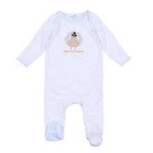  Pilgrim Pals Applique Baby's First Thanksgiving Lap Footie - Light Blue - Magnolia BabyFootie