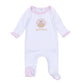 Pilgrim Pals Applique Baby's First Thanksgiving Ruffle Lap Footie - Pink - Magnolia BabyFootie