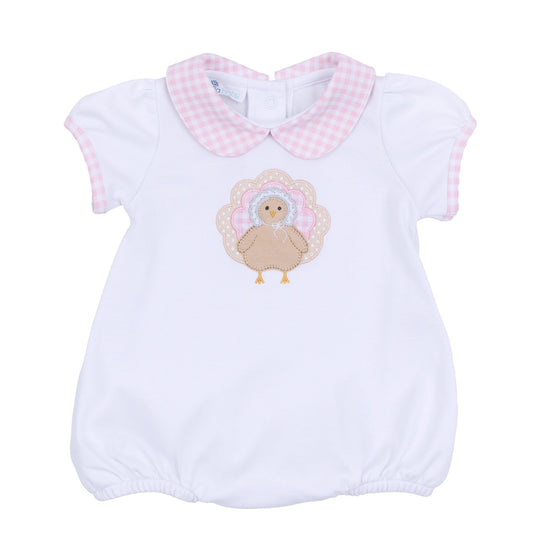 Pilgrim Pals Applique Collared Short Sleeve Bubble - Pink - Magnolia BabyBubble