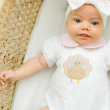  Pilgrim Pals Applique Collared Short Sleeve Bubble - Pink - Magnolia BabyBubble