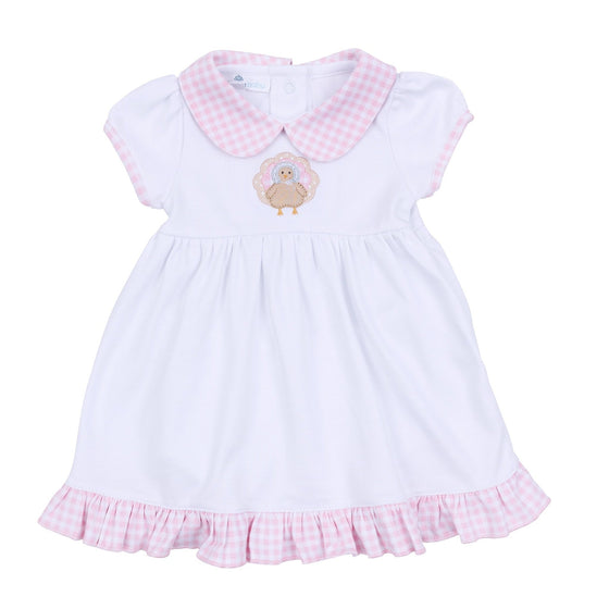 Pilgrim Pals Applique Collared Short Sleeve Dress - Pink - Magnolia BabyDress