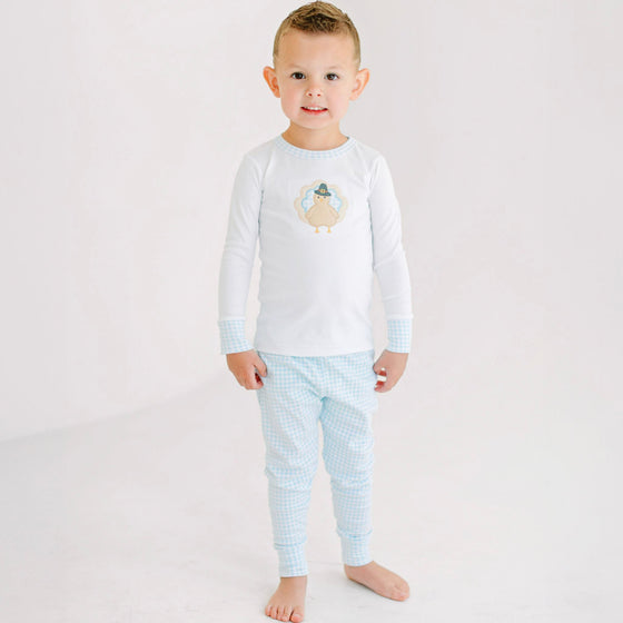 Pilgrim Pals Applique Long Pajamas - Light Blue - Magnolia BabyLong Pajamas