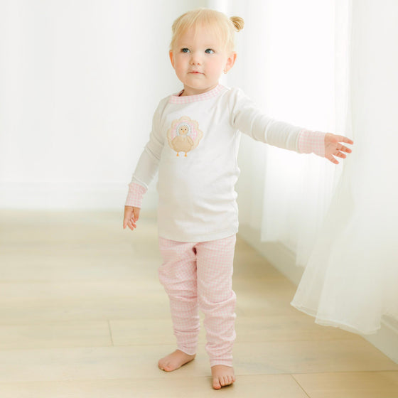 Pilgrim Pals Applique Long Pajamas - Pink - Magnolia BabyLong Pajamas