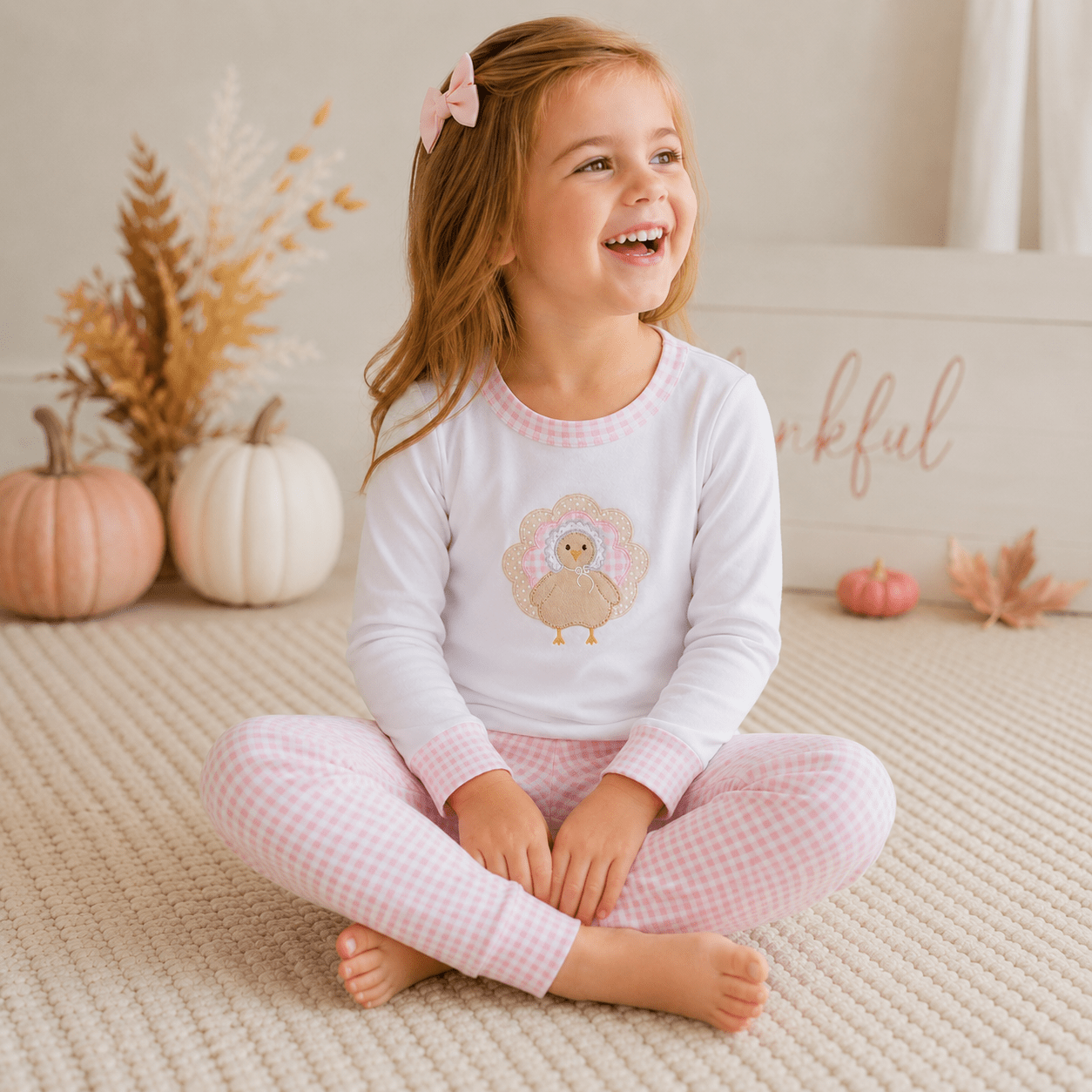 Magnolia Baby_Pilgrim Pals Applique Long Pajamas - Pink_1
