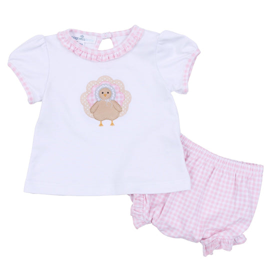 Pilgrim Pals Applique Ruffle Diaper Cover Set - Pink - Magnolia BabyDiaper Cover