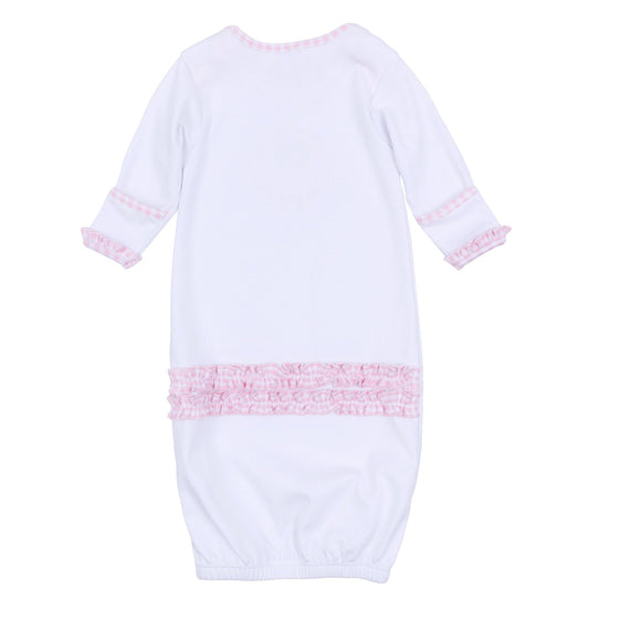 Pilgrim Pals Applique Ruffle Lap Gown - Pink - Magnolia BabyGown
