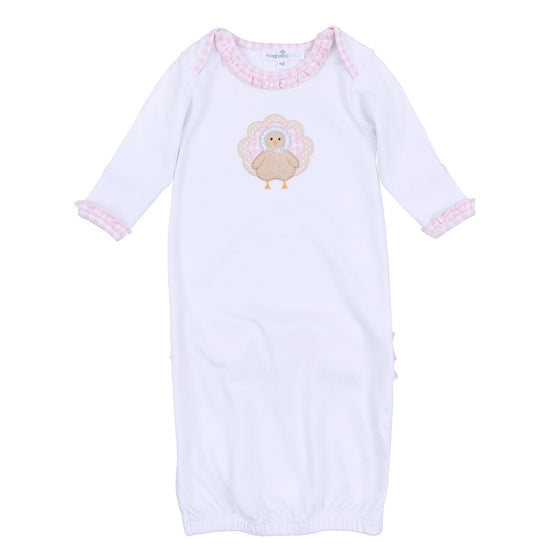 Pilgrim Pals Applique Ruffle Lap Gown - Pink - Magnolia BabyGown