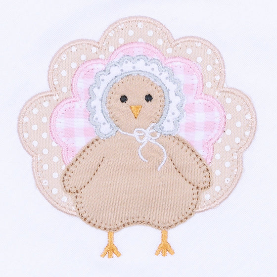 Pilgrim Pals Applique Ruffle Long Sleeve Bubble - Pink - Magnolia BabyBubble