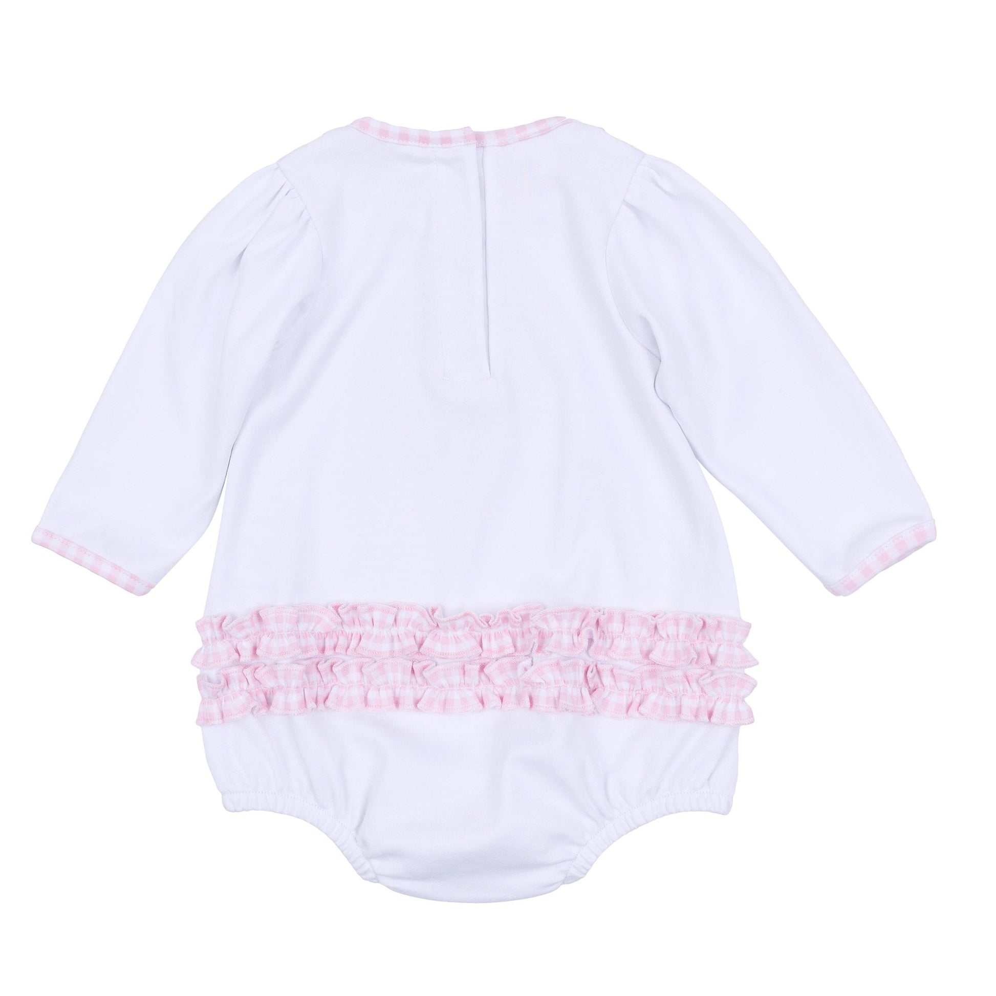 Pilgrim Pals Applique Ruffle Long Sleeve Bubble - Pink - Magnolia BabyBubble