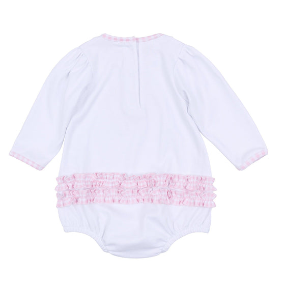 Pilgrim Pals Applique Ruffle Long Sleeve Bubble - Pink - Magnolia BabyBubble