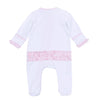 Pilgrim Pals Applique Ruffle Zip Footie - Pink - Magnolia BabyFootie