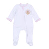 Pilgrim Pals Applique Ruffle Zip Footie - Pink - Magnolia BabyFootie