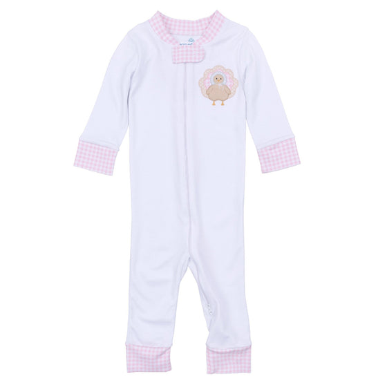 Pilgrim Pals Applique Zip Pajamas - Pink - Magnolia BabyZipper Pajamas