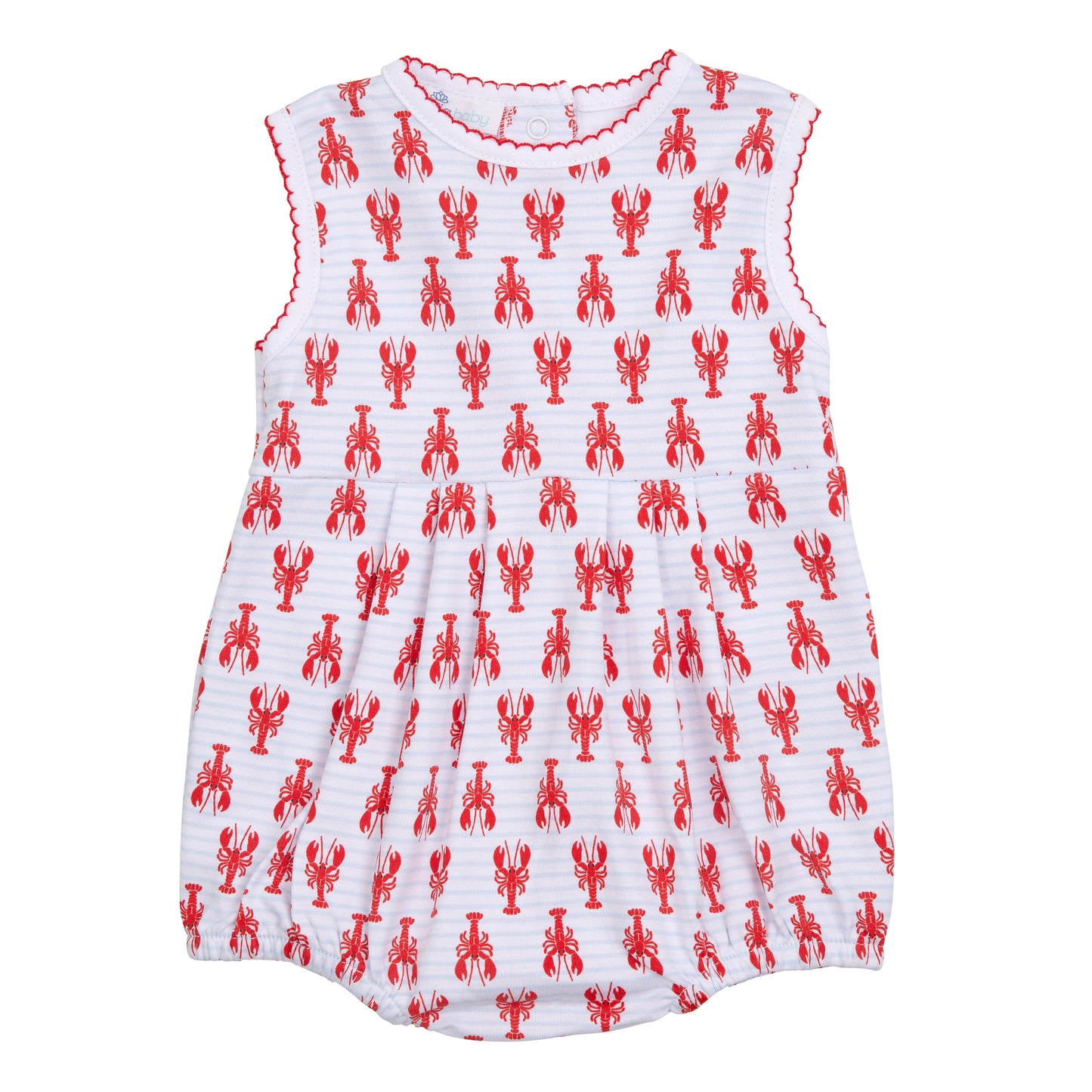 Pima boy sleeveless bubble with lobster print.