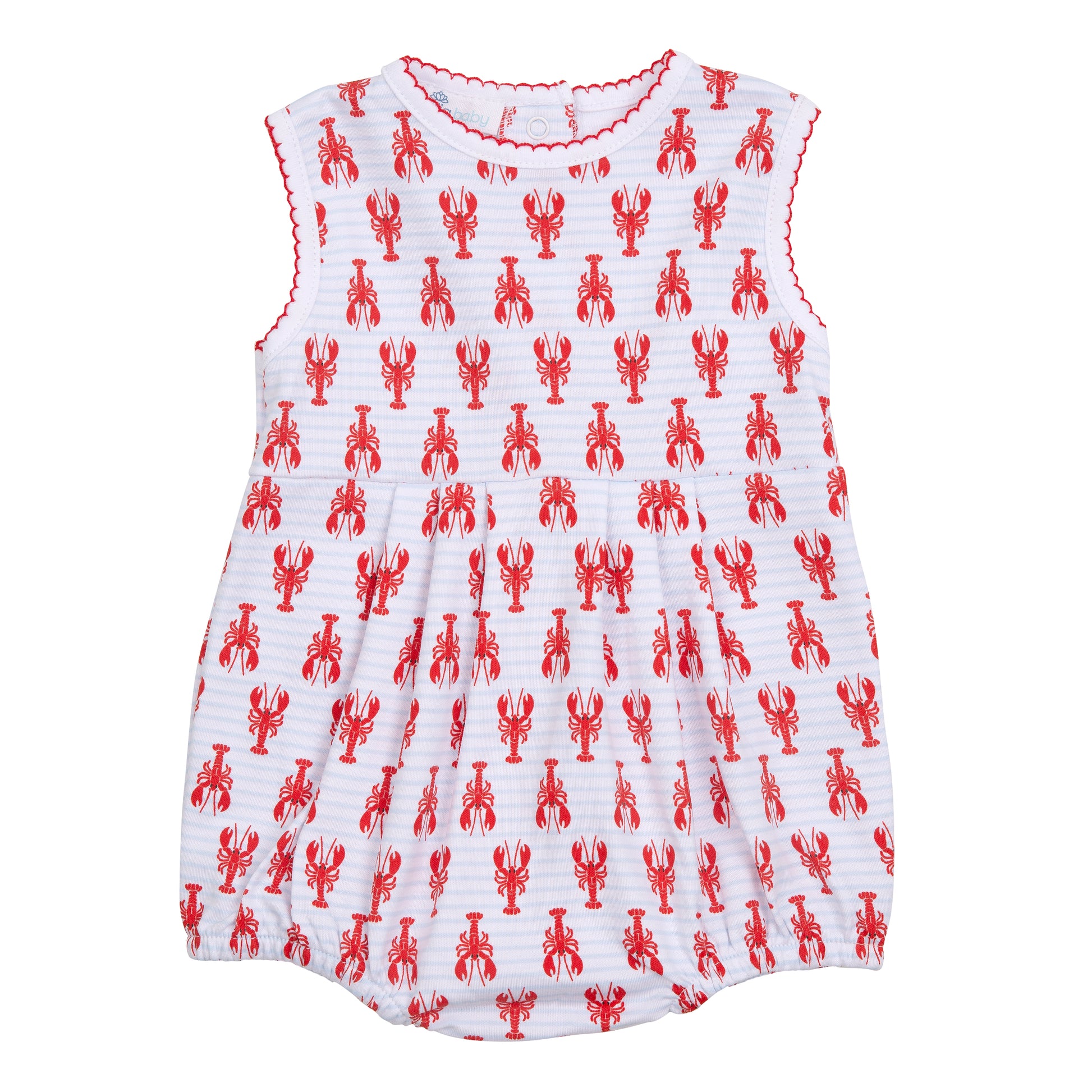 Pima boy sleeveless bubble with lobster print.