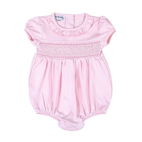 Pink & Blue Smocked Short Sleeve Bubble - Pink - Magnolia BabyBubble