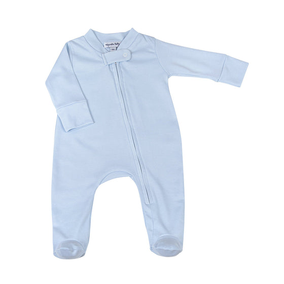 Pink & Blue Zip Footie - Blue - Magnolia BabyFootie