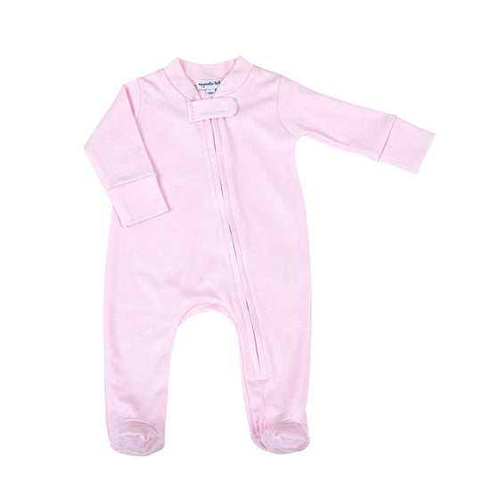 Pink & Blue Zip Footie - Pink - Magnolia BabyFootie