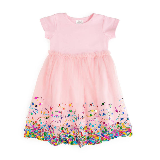 Pink Confetti Short Sleeve Tutu Dress - Magnolia BabyDress