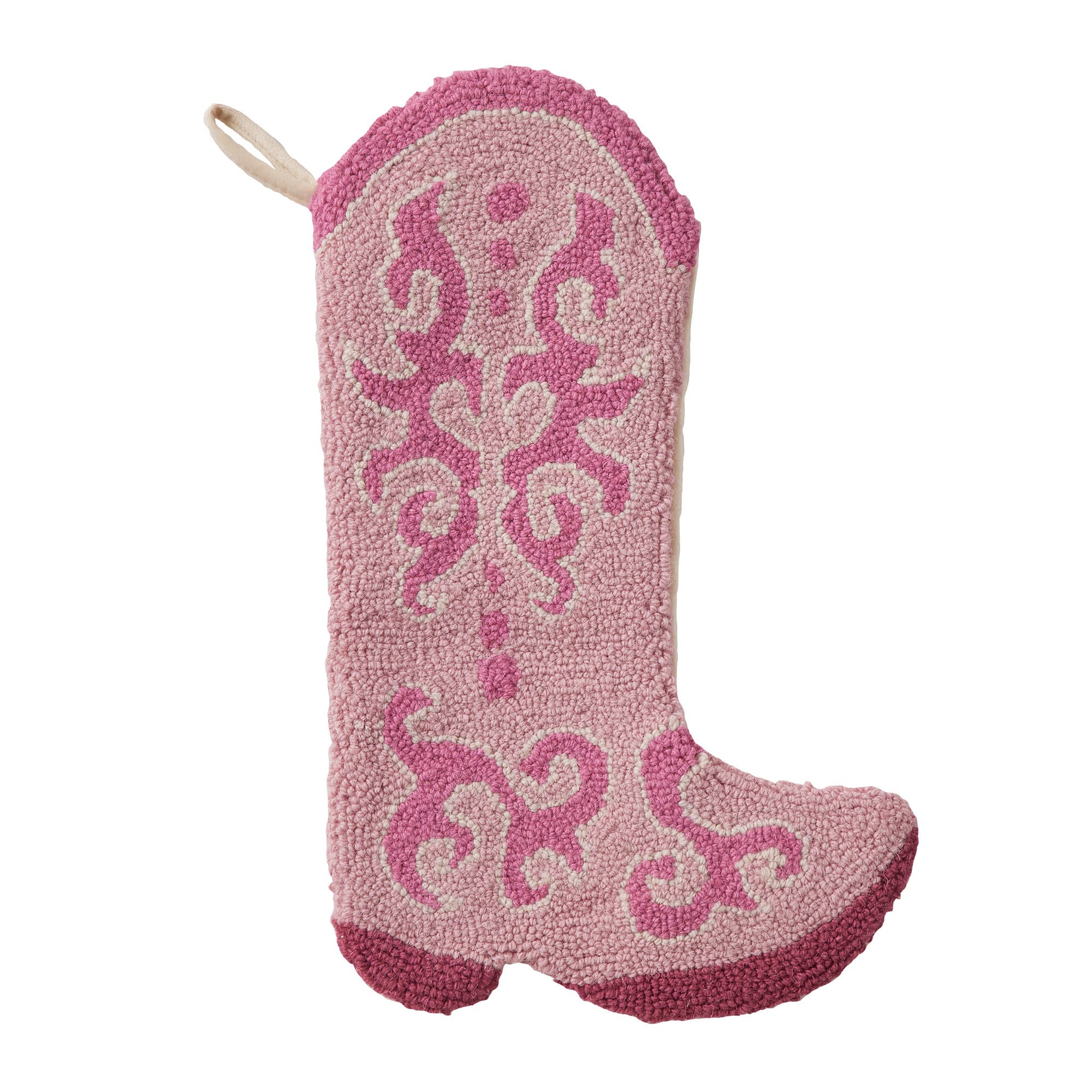 Pink Cowboy Boot Christmas Stocking - Western Themed Decor