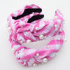 Pink Gingham Pearl Headband - Magnolia BabyHeadband