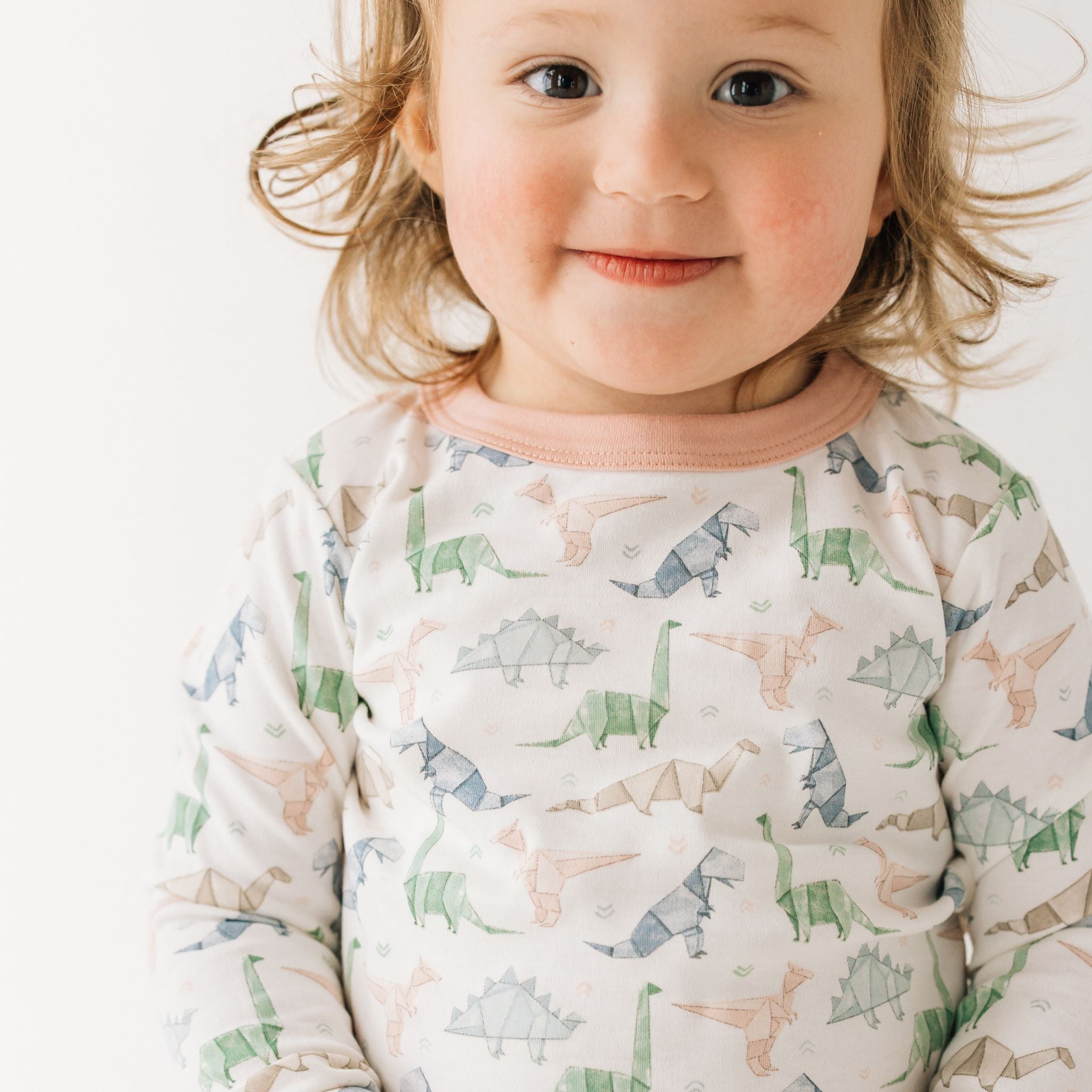 Pink Origami Dinos Long Pajamas by Luna and Arlo - Magnolia BabyLong Pajamas