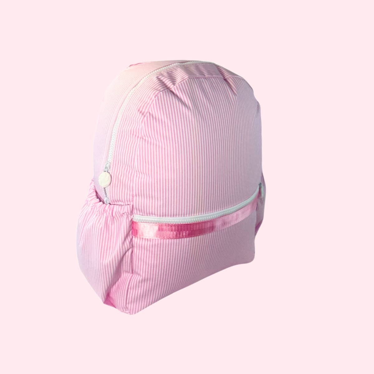 Pink Preppy Stripe ~Glossy~ Medium Backpack w/ Pockets | Mint - Magnolia Baby