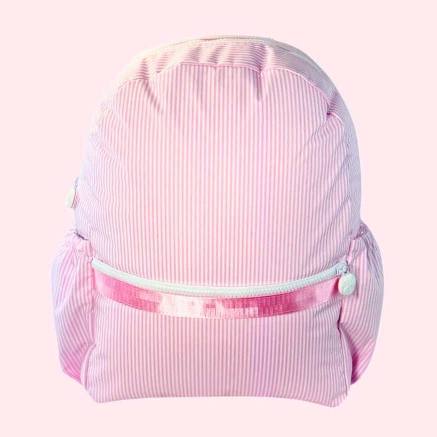 Pink Preppy Stripe ~Glossy~ Medium Backpack w/ Pockets | Mint - Magnolia Baby