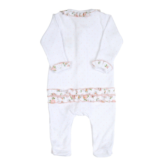 Pink Pumpkins Embroidered Ruffle Footie - Magnolia BabyFootie