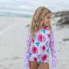 Pink Rose Zip Rash Guard One Piece Swimsuit - Magnolia BabySwimsuit