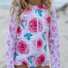 Pink Rose Zip Rash Guard One Piece Swimsuit - Magnolia BabySwimsuit