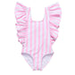 Pink Stripe Frill Swimsuit - Magnolia BabySwimwear