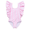 Pink Stripe Frill Swimsuit - Magnolia BabySwimwear