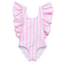  Pink Stripe Frill Swimsuit - Magnolia BabySwimwear