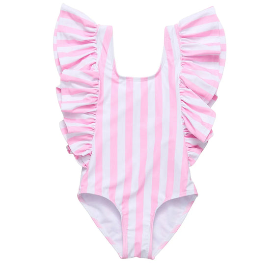 Pink Stripe Frill Swimsuit - Magnolia BabySwimwear