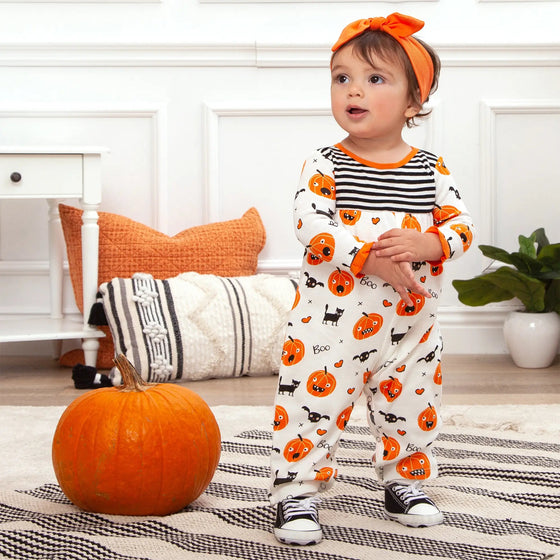Playful Pumpkins Empire Waist Romper - Magnolia BabyPlaysuit