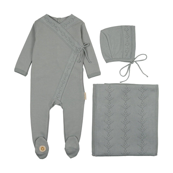 Pointelle Twist Baby Layette Gift Set - Quarry Grey - Magnolia BabyBaby Gift Set