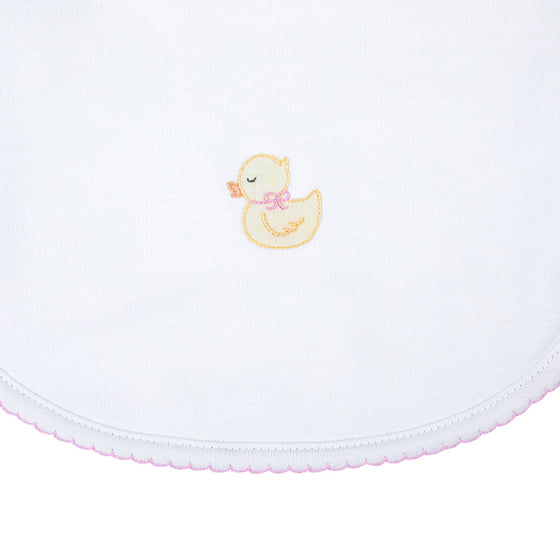 Precious Ducklings Embroidered Bib - Pink - Magnolia BabyBib