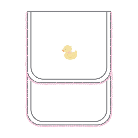 Precious Ducklings Embroidered Burp Cloth - Pink - Magnolia BabyBurp Cloth