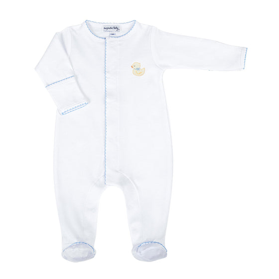 Precious Ducklings Embroidered Footie - Blue - Magnolia BabyFootie