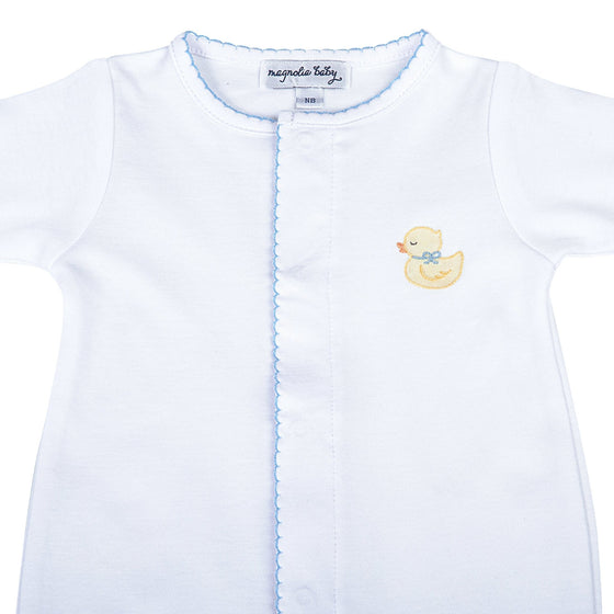 Precious Ducklings Embroidered Footie - Blue - Magnolia BabyFootie