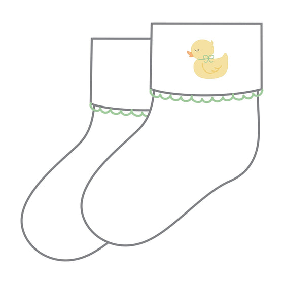 Precious Ducklings Embroidered Socks - Celery - Magnolia BabySocks