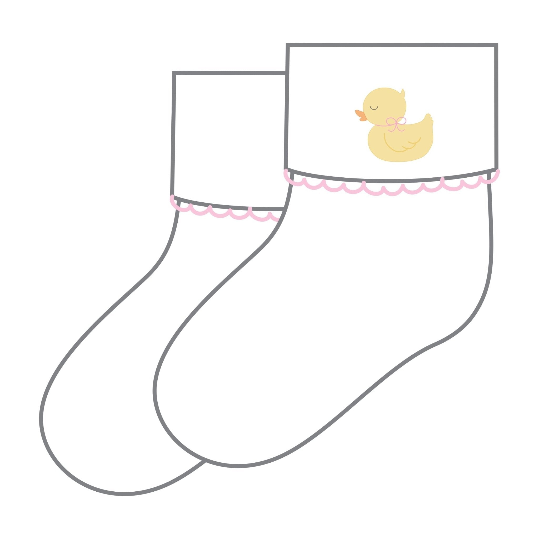 Precious Ducklings Embroidered Socks - Pink - Magnolia BabySocks