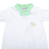 Precious Ducklings Embroidered Zip Footie - Celery - Magnolia BabyFootie