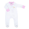 Precious Ducklings Embroidered Zip Footie - Pink - Magnolia BabyFootie