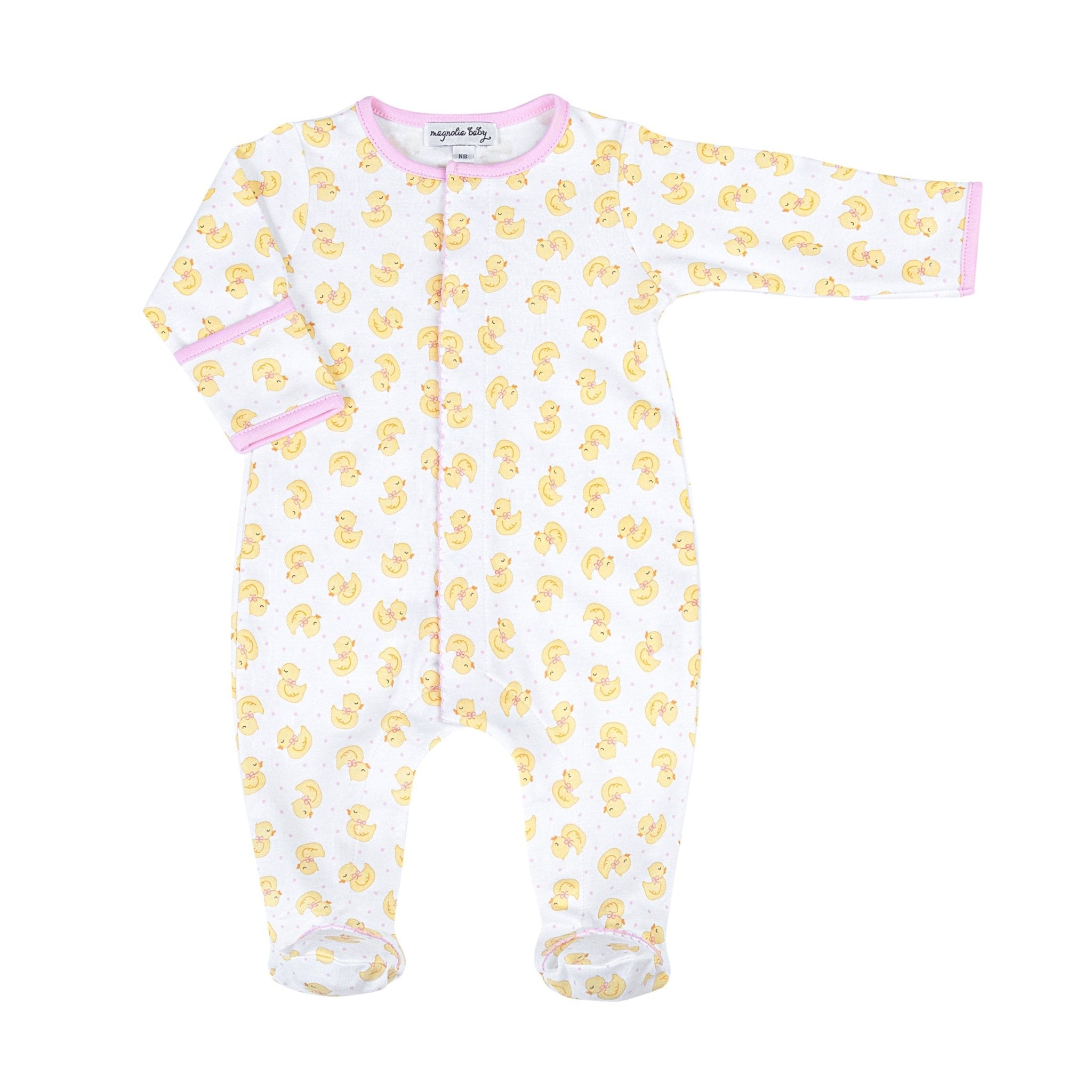 Precious Ducklings Print Footie - Pink - Magnolia BabyFootie