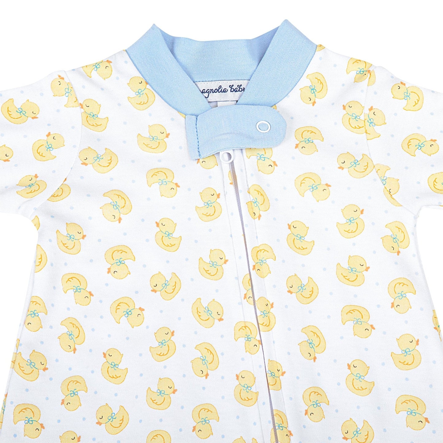 Precious Ducklings Print Zip Footie - Blue - Magnolia BabyFootie