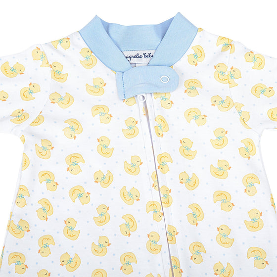 Precious Ducklings Print Zip Footie - Blue - Magnolia BabyFootie