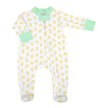  Precious Ducklings Print Zip Footie - Celery - Magnolia BabyFootie