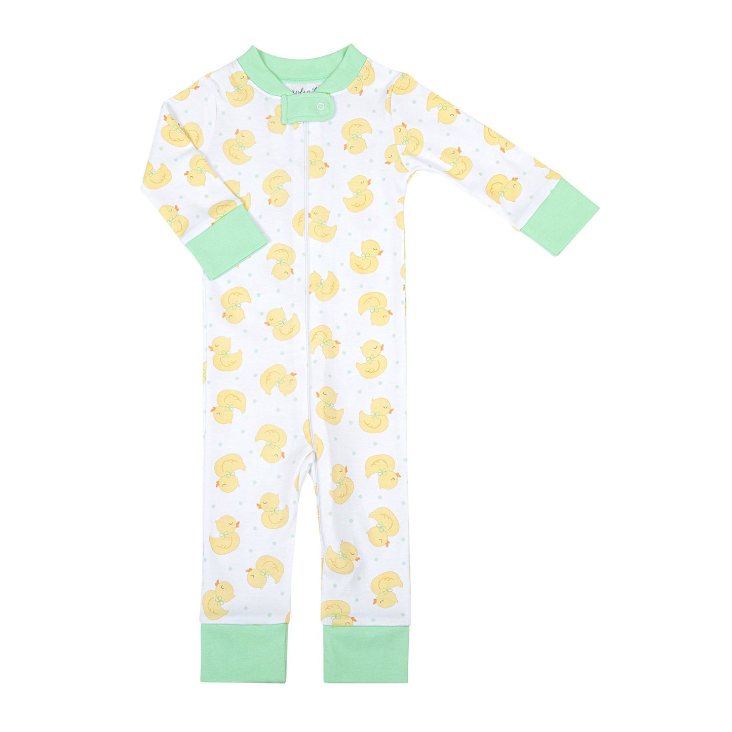 Precious Ducklings Zip Pajamas - Celery - Magnolia BabyZipper Pajamas